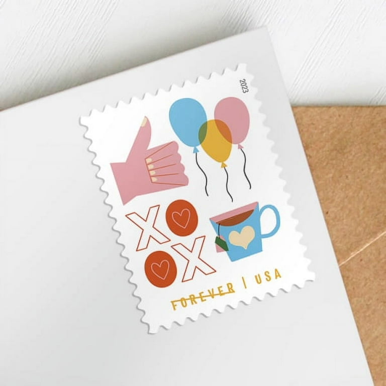 Thinking of You USPS Forever Postage Stamp 5 Sheets of 20 US First Class  Letter Card Flower Stickers Birthday Anniversary Wedding Celebrate (100