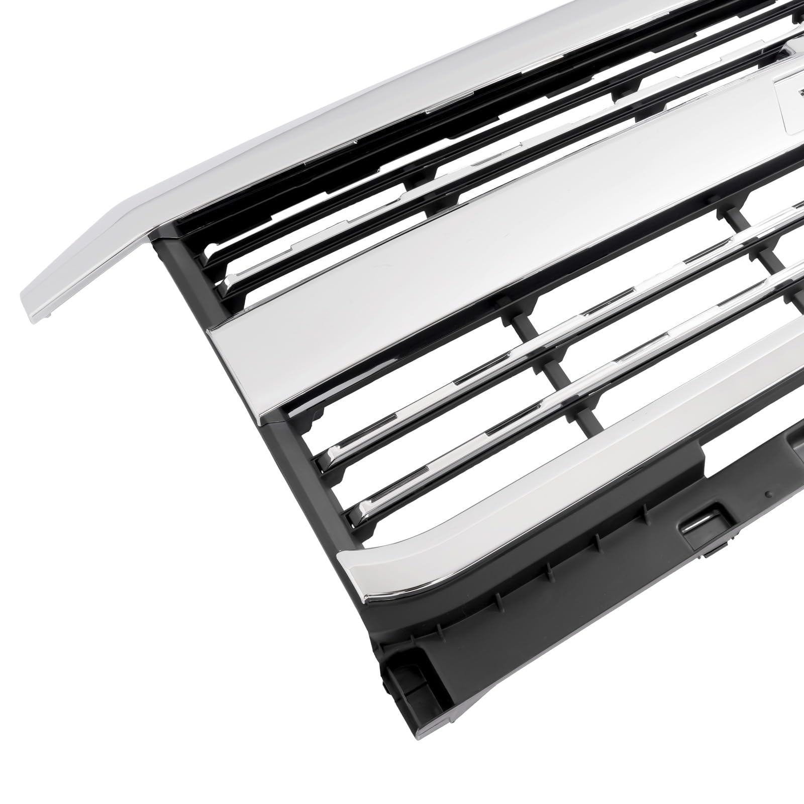Suitable for Front Upper Grille Grill Compatible with 2015-2019 Chevy Chevrolet Silverado 2500 HD 3500 HD Bumper Upper Hood Grill Replacement for 23335298 Chrome Silvery+Black