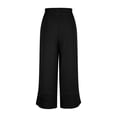 thumbnail image 4 of Miluxas Trendy Lounge Lantern Pants for Women Summer Cotton Linen Elastic Waist Pants with Pockets Solid Travel Vacation Trousers Black, 4 of 8