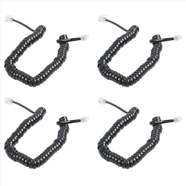 4piezas 9.3 Pulgada Negro RJ9 Cable Cordon de Bobina del Modem del Telefono