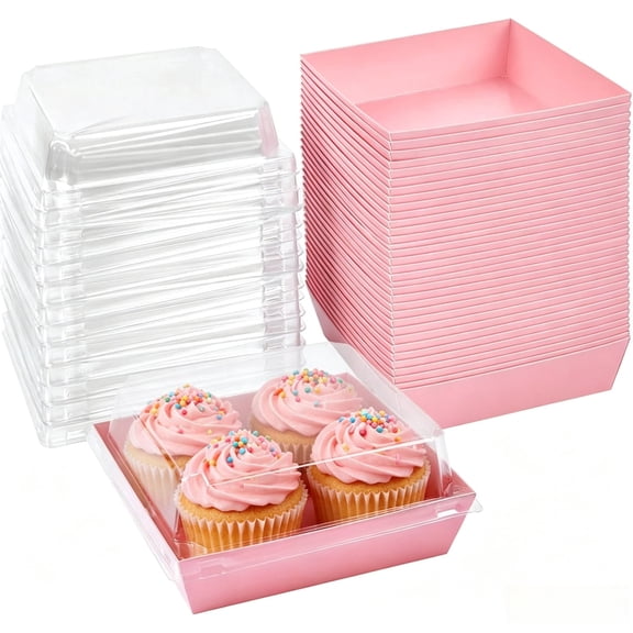100PCS Small Charcuterie Boxes with Clear Lids, 5 Inch Disposable Paper To-Go Food Containers, Bakery Dessert Boxes for Sandwich, Cookie, Pastry & Cake Slice