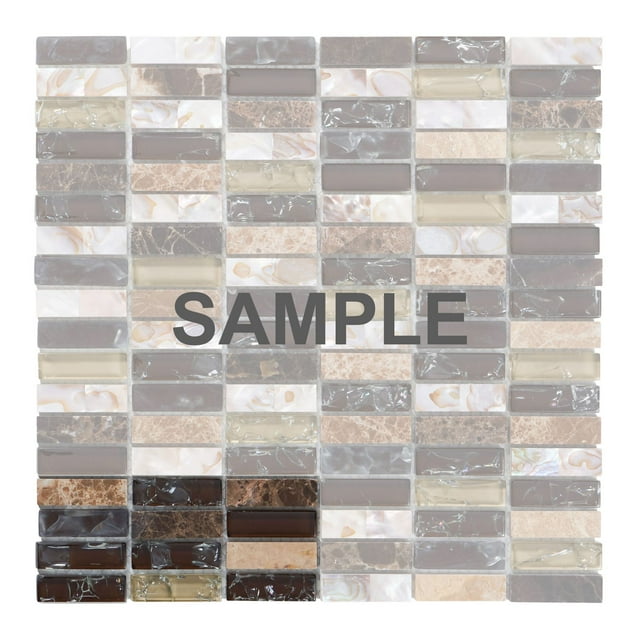 Sample - Modket Brown Crackle Glass Mother of Pearl Shell Natural Stone Mosaic Tile Backsplash