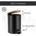 thumbnail image 5 of Black Trash Can with Bamboo Lid and Pedal, 2.5L Capacity, 5 of 7