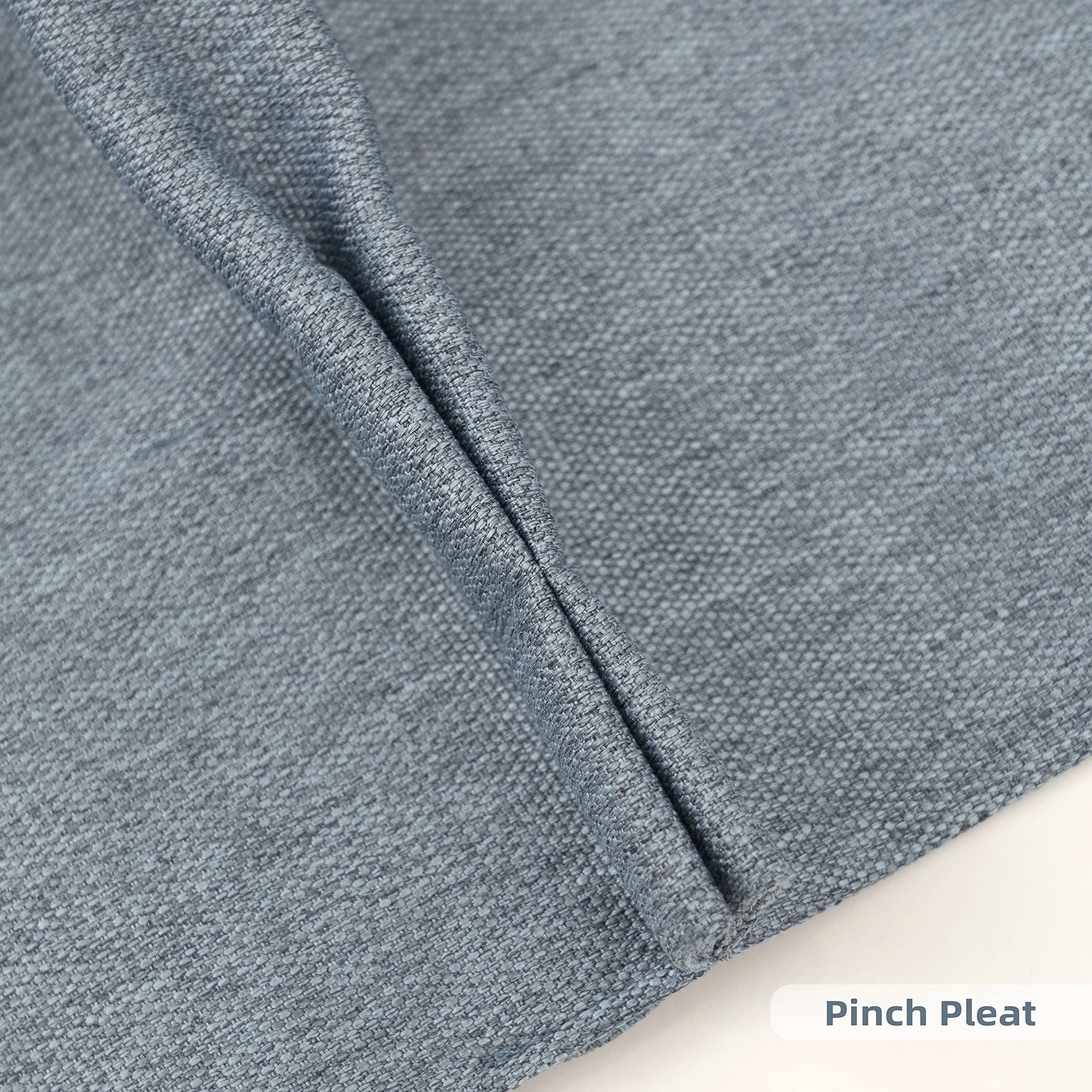 DriftAway Pinch Pleat Valance for Kitchen Window Blackout Faux Linen Textured Solid Valance for Living Room 16 Inch Farmhouse Window Treatment Back Tab 52x16 Dusty Blue
