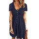 thumbnail image 3 of Vestido con botones delanteros y cuello en V, manga corta, talle alto, vestido delantero con botones para mujer, primavera, verano, azul grisáceo, XXL, 3 of 6