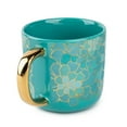 thumbnail image 4 of Thyme & Table 16 fl oz Teal Succulent Ceramic Coffee Mug, 4 of 4