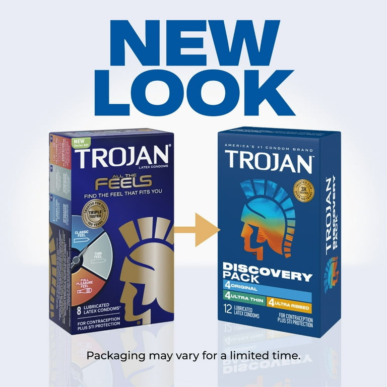 Trojan Discovery Pack, Assorted Latex Lubricated Condoms for Men