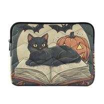 FORMRS 15-15.6 inch Laptop Sleeve Case Soft Carrying Quilted Computer Bag Cover, Black Halloween Cat