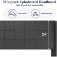thumbnail image 4 of Bed Frame with Large Platform Upholstered in Fabric, Square-stitched Headboard and Wooden Slats, Box-loaded Options, Dark Grey My Lux Decor Round, 4 of 6