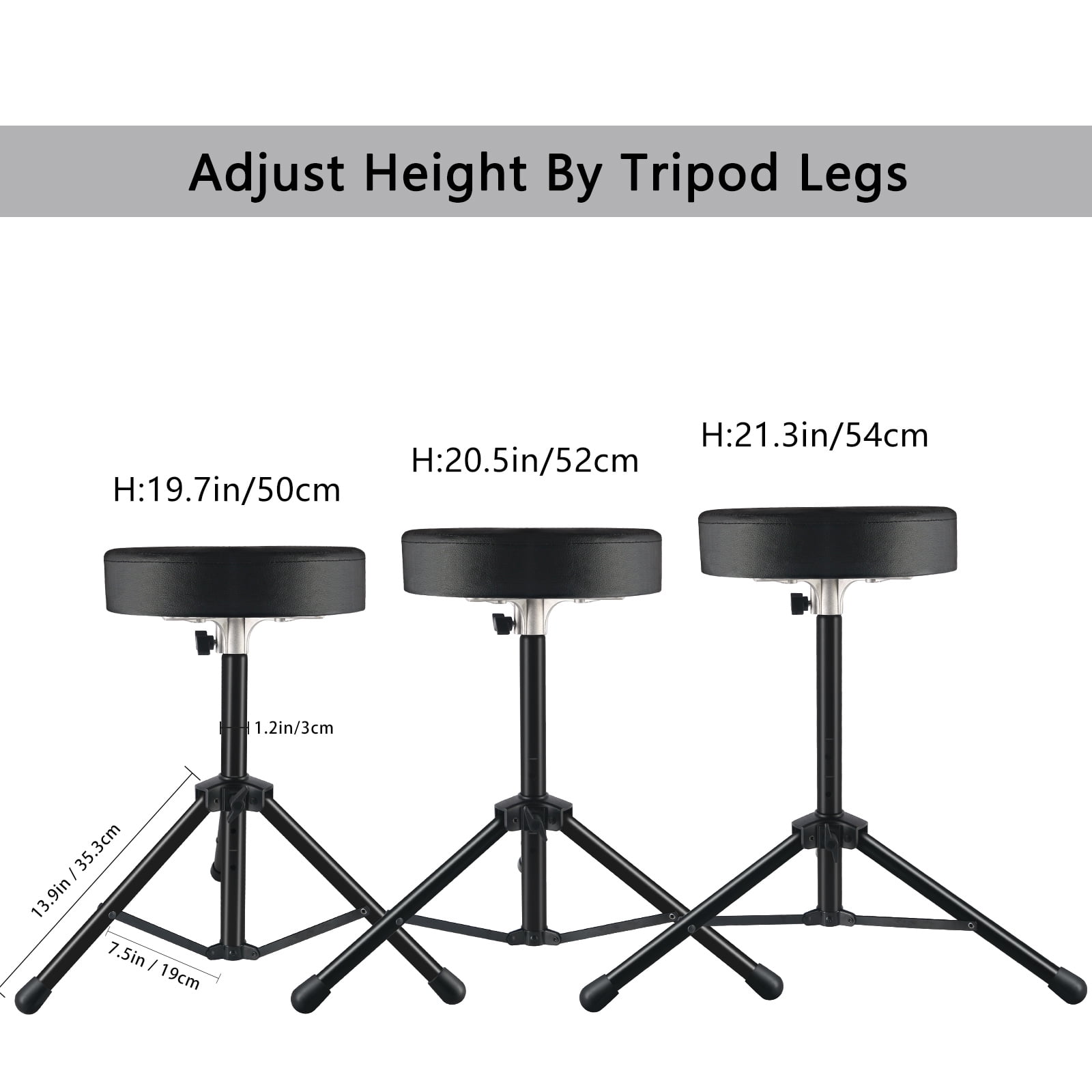 EASTROCK Height Adjustable Drum Throne Metal Heavy Duty Foldable Drum Stools Padded Seat  for Drummers Adults