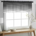 thumbnail image 2 of Black Ombre Stripes Valance Curtains for Kitchen/Living Room/Bathroom/Bedroom Window, Rod Pocket Small Topper Half Short Window Curtains Voile Sheer Scarf, Modern Abstract Sea Waves Spray Art 60"x18", 2 of 8