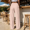 thumbnail image 3 of Lmnyox Women's Fashion Pants Striped Elastic High Waist Drawstring Pants Casual Pull-on Trousers with Pockets, 3 of 9