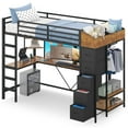 thumbnail image 4 of AOGLLATI Loft Bed Twin Size with Hall Tree and Charging Station, Black, 4 of 10