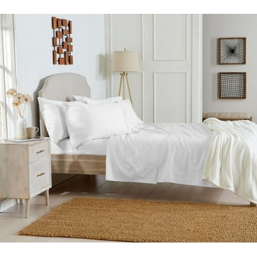 KG Linens King Sateen Sheet Set 300 Thread Count 15 Inches Deep Pockets, 4Pc Bedding Set, WHITE