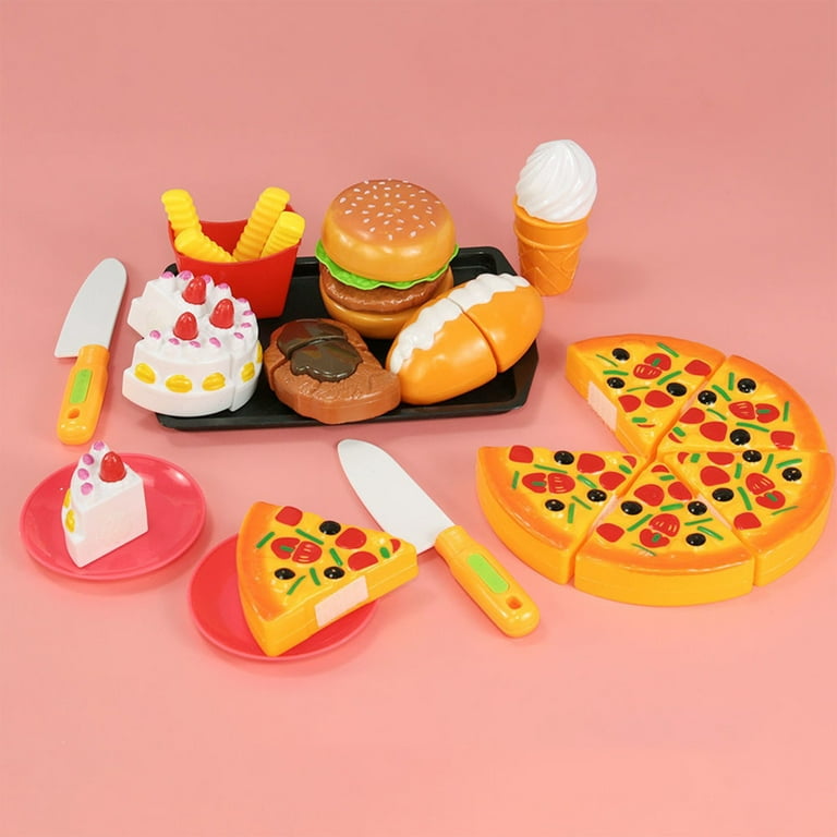 Simulation Food Children Pretend Kitchen Toys Hamburger Steak Pizza Fast  Food Plate Set Pretend To Play Children's Kitchen Game
