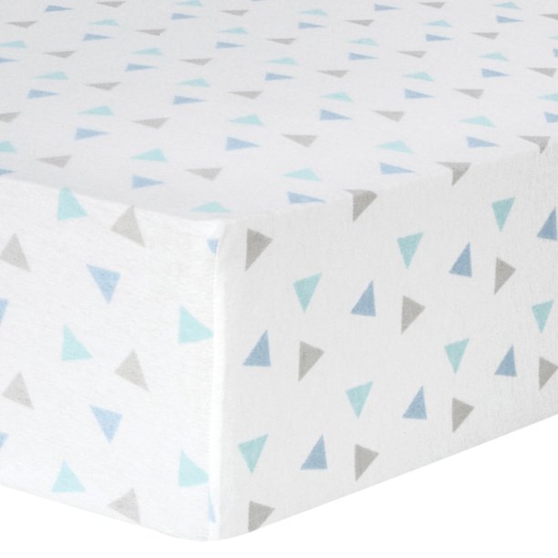 Mint Triangles Deluxe Flannel Fitted Crib Sheet