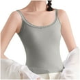 thumbnail image 4 of hotojiny Women Lace Camisole Top Cute Sleeveless Scoop Neck Cami Shirt Ribbed Knit Workout Yoga Basic Padded Sleepwear, 4 of 5
