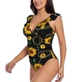 thumbnail image 3 of Yiaed Flower (2) Print Women's Ruffled One Piece Swimsuit V Neck Swimwear Slimming Monokini for Woman-Medium, 3 of 8