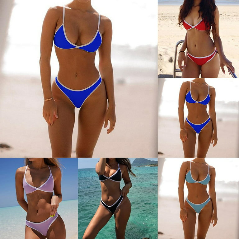 ALSLIAO 2Pc Women Bra Solid Color Bikini Swimwear Beach Underwear