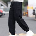 thumbnail image 3 of TFEOQRY Workout Pants for Men Casual Solid Color Full Length Pants Medium Waist Athletic Pants Black, 3 of 7