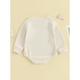 thumbnail image 4 of Bagilaanoe Baby Girl Oversized Romper Sweatshirt Newborn Long Sleeve Bodysuits Letter Embroidery Pullover 3M 6M 12M 18M 24M Infant Waffle Tee Tops, 4 of 9