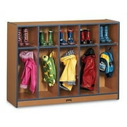 Jonti-Craft Toddler Coat Locker - 5 Sections - Black-Color:Red