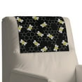 thumbnail image 4 of COEQINE PU Leather Recliner Headrest Protector Furniture Slipcover Anti-Slip Head Rest Covers with Adhesive Backed Hook and Loop Straps for Pets, 17x27 Inch, Bee Honeycomb Black, 2 Pieces, 4 of 7
