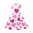 thumbnail image 7 of Afuyipoi Girls 5 - 14 Dress,V - Neck Short Sleeve Heart Print Waist - Cinched Dress Purple 11-12, 7 of 7