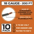 thumbnail image 2 of Iron Forge Cable 18 Gauge Primary Automotive Wire - 10 Roll Assortment Pack - 200 Ft of Copper Clad Aluminum Wire per Roll - for Home or Automotive, 2 of 6