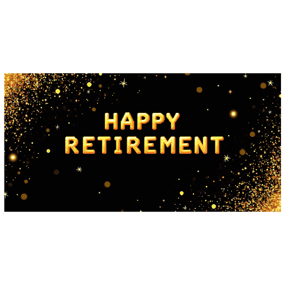Black Background Banner with Golden Star Elements for Happy Retirement Party Retirement Decorations Photography Props Backdrop Party Supplies