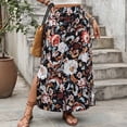 thumbnail image 2 of Black Womens Flower Graphic Loose Fit Skirt for Ladies Spandex Lounge Boho High Leg Slit Plain Maxi Long Midi Knee High 2025 Clothes XL, 2 of 9