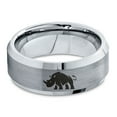 thumbnail image 2 of Tungsten Bulky Rhino Rhinoceros Band Ring 8mm Men Women Comfort Fit Gray Step Bevel Edge Brushed Polished, 2 of 4