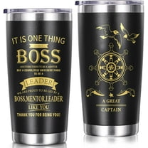 Boss Day Gifts for Men Him, Farewell Gifts for Boss Tumbler for Men, Christmas Boss Gifts, Appreciation Gifts, Birthday Gift Ideas for Boss Man, Mentor, Leader, Male Boss Coffee Tumbler Mug 20OZ Black
