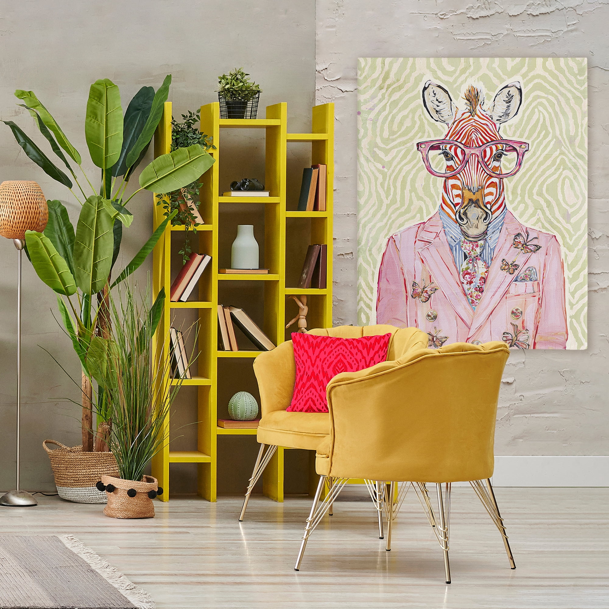 Stupell Industries Pink Zebra over Green Canvas Wall Art, design by Svetlana Aleynikova