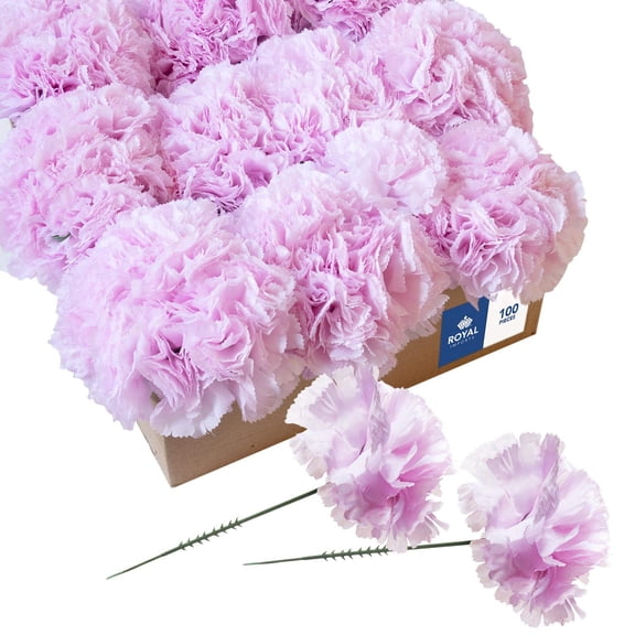 Royal Imports Artificial Carnations, Silk Faux Flowers, for Funeral Arrangements, Wedding Bouquets, Cemetery Wreaths, DIY Crafts - 100 Single 5" Stems - Lite Pink