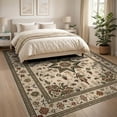 thumbnail image 3 of ODIKA 8'x10' Washable Area Rug Non-Slip Chair-Friendly Mat Primitive Vintage Farmhouse Scroll Distressed Border Folk Lettering for Dining Room, Large Office, Lounge, 3 of 7