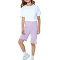 thumbnail image 3 of Ruyang Toddlers Ruffle Shorts Solid High Waisted Biker Stretch Shorts Soft Summer Dance Yoga Shorts 18 Months-9 Years, 3 of 5