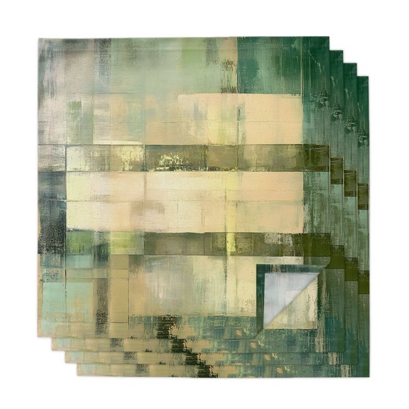 Cloth Napkins Set of 4 - 20x20 Inches, Sage Green Washable Reusable Table Napkins, Modern Abstract Art Checkered Soft & Absortbent Dining Napkin for Party Wedding Hotel Restaurant