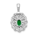 thumbnail image 3 of Real 14kt White Gold Fancy Diamond and Oval Emerald Pendant, 3 of 4