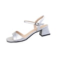 thumbnail image 3 of XUNKUSGA Shoes for Women Classic Block Heel Sandals for Women Comfortable Open Toe Ankle Strap Women's Sandals Fashion Women's Pumps for Wedding Party,Silver, 3 of 10
