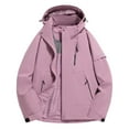 thumbnail image 2 of Chaquetas y abrigos casuales con capucha de manga larga para mujer, ropa holgada lisa para exteriores, ropa de montañismo, chaqueta fina con capucha de manga larga, abrigo de poliéster para mujer, 2 of 3