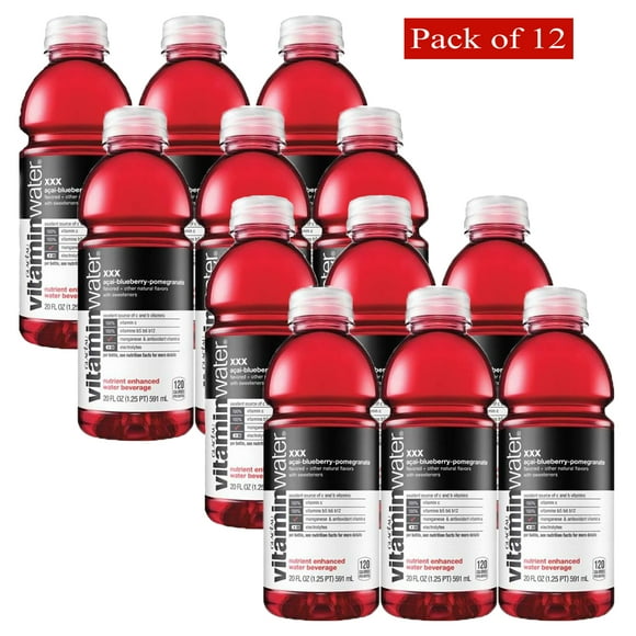Glaceau Vitaminwater XXX Açaï-Bleuet-Grenade, 20 Fl Oz (Bouteille de 591 ml) (Lot de 12 Bouteilles)