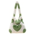 thumbnail image 1 of Bolso Hobo elegante para mujer, bolso de hombro de felpa a la moda, corazón de dibujos animados, capacidad suave y grande, 1 of 5