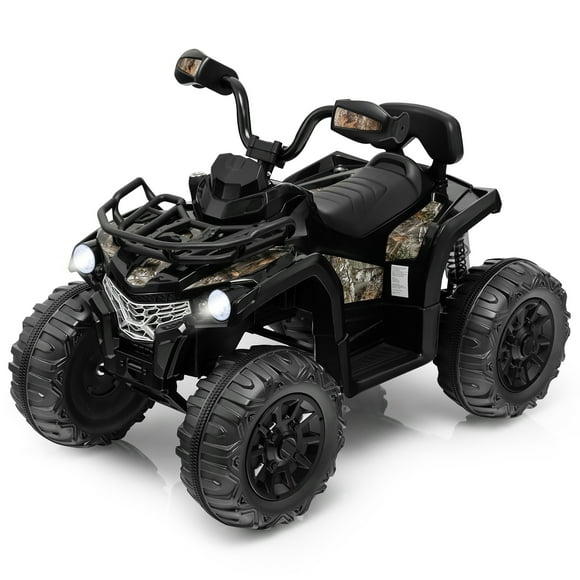 Costway Los niños de 12 V viajan en ATV eléctrico de 4 ruedas Quad 2 velocidades con Mp3 y faros negros