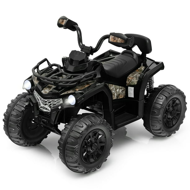 Costway Los niños de 12 V viajan en ATV eléctrico de 4 ruedas Quad 2 velocidades con Mp3 y faros negros