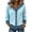 Sky Blue_#11, variant on Sewkxo Womens Denim Patchwork Collared Shirt Hoodie Jacket Jean Shacket Button Down Long Sleeve Faux Denim Cardigan Jackets,Sky Blue S