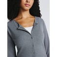 thumbnail image 4 of Time and Tru Women's Ribbed Knit Button Front Top with Long Sleeves, Sizes XS-XXXL, 4 of 5