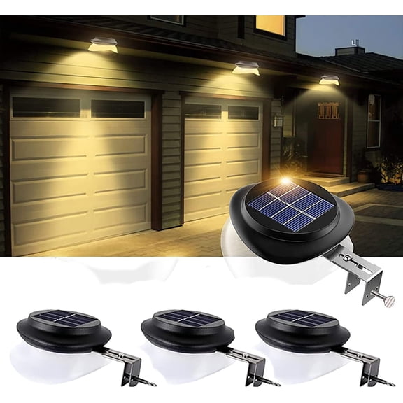 LINLIN 4pcs Solar Gutter Lights Outdoor Solar Light,Waterproof Solar Garden Lighting Outdoor Landscape Fence Lights for Wall Backyard Porch Patio Driveway Deck (Black 4pcs White Light)