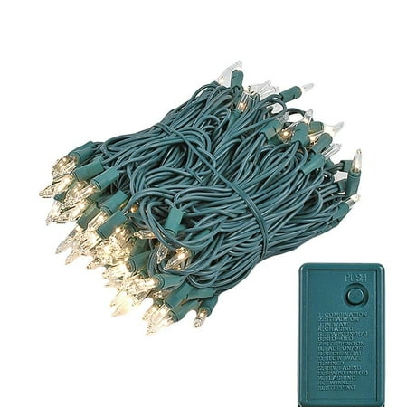 Amber Colored Christmas Tree Lights Novelty Lights 140 Light Chasing Patio Party Christmas Mini Light Set, Green Wire, 46.5' Long ()