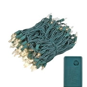 Novelty Lights 140 Light Chasing Patio Party Christmas Mini Light Set, Clear, Green Wire, 46.5' Long